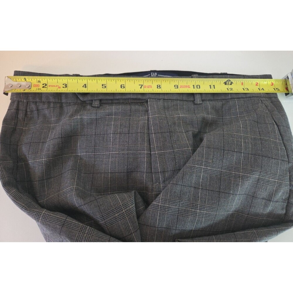 Gap Women Trouser 2 Ankle Pants Bootcut Grey Plaid Y2K WIDE Leg Cuff Windowpane - Picture 6 of 11